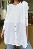 Essential Body Stretch Cotton Button Faux Shirt White `