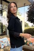 Essential Body Stretch Cotton Collar & Cuff Shirt Black `
