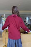 Essential Body Stretch Cotton Collar & Cuff Shirt Burgundy - 