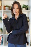 Essential Body Stretch Cotton Collar & Cuff Shirt Navy