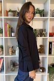 Essential Body Stretch Cotton Collar & Cuff Shirt Navy