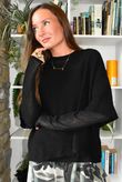 Essential Cashmere Blend Sheer Layering Top Black 