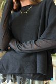 Essential Cashmere Blend Sheer Layering Top Black 