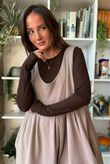 Essential Cashmere Blend Sheer Layering Top Coffee Bean 