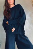 Essential Cashmere Blend Sheer Layering Top Navy 