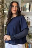 Essential Cashmere Blend Sheer Layering Top Navy 
