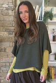 Essential Cashmere Blend Sheer Layering Top Olive Zing