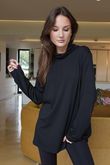 Essential Fine Jersey Polo Neck Top Black 