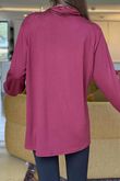 Essential Fine Jersey Polo Neck Top Burgundy