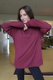 Essential Fine Jersey Polo Neck Top Burgundy
