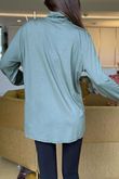 Essential Fine Jersey Polo Neck Top Khaki 