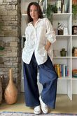 Essential Stretch Flat Front Wide Leg Jean Dark 