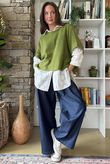Essential Stretch Flat Front Wide Leg Jean Dark 