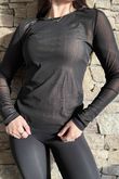 Essential Stretch Mesh Layering Top Black 