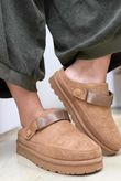 Flatform Suedette Clog Camel