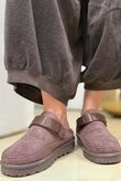 Flatform Suedette Clog Chocolate