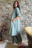 Frame Cotton Pocketed A Line Dress Khaki