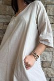 Frame Cotton Pocketed A Line Dress Stone