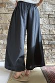 Frame Cotton Shirring Waist Wide Leg Pant Black