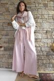Frame Cotton Shirring Waist Wide Leg Pant Blush