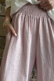 Frame Cotton Shirring Waist Wide Leg Pant Blush