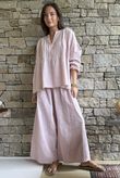 Frame Cotton Shirring Waist Wide Leg Pant Blush