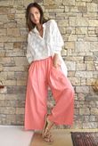 Frame Cotton Shirring Waist Wide Leg Pant Coral