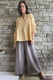 Frame Cotton Shirring Waist Wide Leg Pant Earth