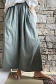 Frame Cotton Shirring Waist Wide Leg Pant Khaki