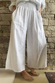 Frame Cotton Shirring Waist Wide Leg Pant White