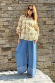Frisco Deep Cuff Chambray Wide Leg Pant Mid 