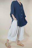 Golden Threads Dobby High Low Shirt Navy /24 =