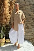Golden Threads Dobby High Low Shirt Tan /10 =