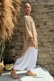 Golden Threads Dobby High Low Shirt Tan /10 =