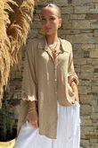 Golden Threads Dobby High Low Shirt Tan /10 =