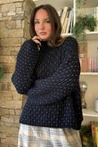 Heritage Funnel Neck Knit Jumper Navy 