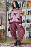 Heritage Needlecord Plaid Relaxed Barrel Pant Aubergine & Indian Pink