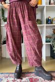 Heritage Needlecord Plaid Relaxed Barrel Pant Aubergine & Indian Pink