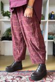 Heritage Needlecord Plaid Relaxed Barrel Pant Aubergine & Indian Pink