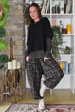 Heritage Needlecord Plaid Relaxed Barrel Pant Black & Chocolate