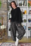 Heritage Needlecord Plaid Relaxed Barrel Pant Black & Chocolate