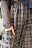 Heritage Needlecord Plaid Relaxed Barrel Pant Black & Chocolate
