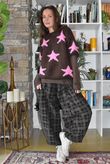 Heritage Needlecord Plaid Relaxed Barrel Pant Black & Chocolate