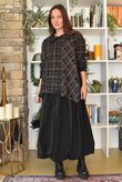 Heritage Needlecord Plaid Swing Top Black & Chocolate