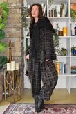 Heritage Needlecord Plaid Swing Top Black & Chocolate