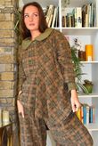 Heritage Needlecord Plaid Swing Top Khaki & Camel
