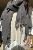 Highland Cotton Cashmere Scarf Graphite