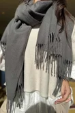 Highland Cotton Cashmere Scarf Graphite
