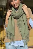 Highland Cotton Cashmere Scarf Khaki 