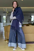 Highland Cotton Cashmere Scarf Navy 
